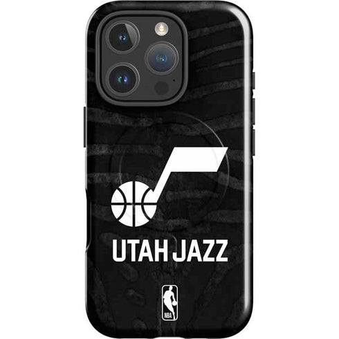 NBA Utah Jazz Black Animal Print iPhone 16 Pro Magsafe Impact Case